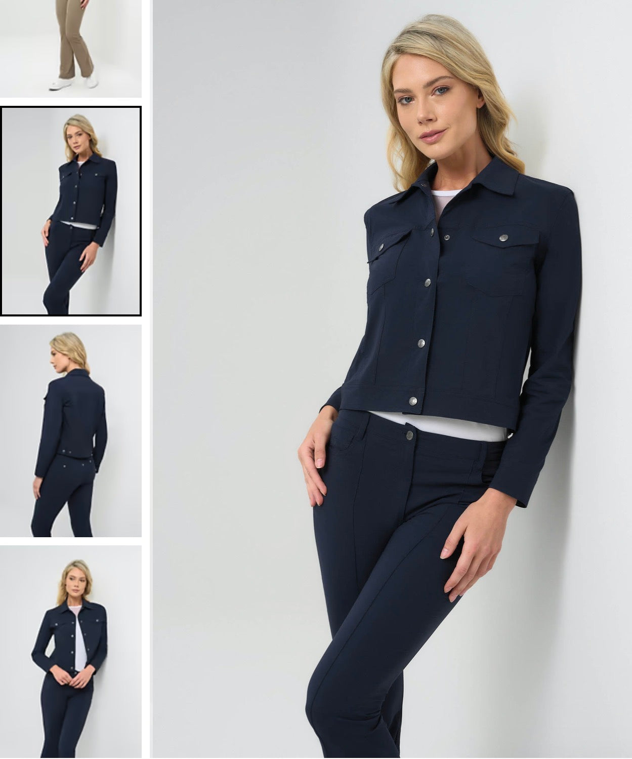 Delilah Ultra Light Denim Style Jacket - Navy & White