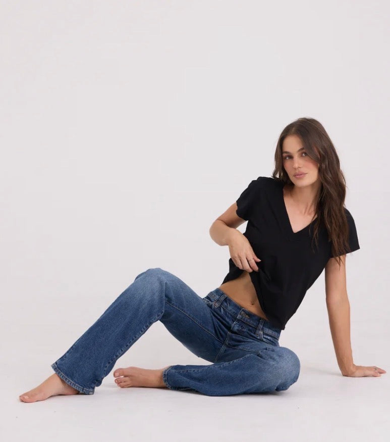 Suri Deep V Cap Sleeve Tee