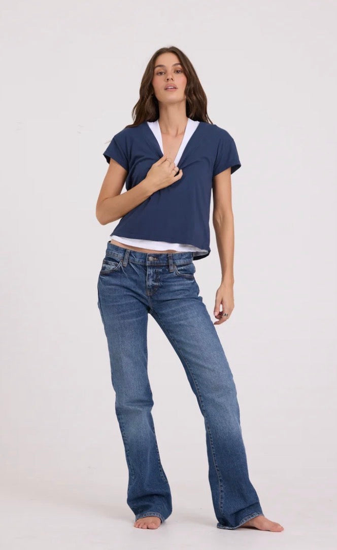 Suri Deep V Cap Sleeve Tee