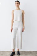 Ponte Knit Cropped Straight Pant - white