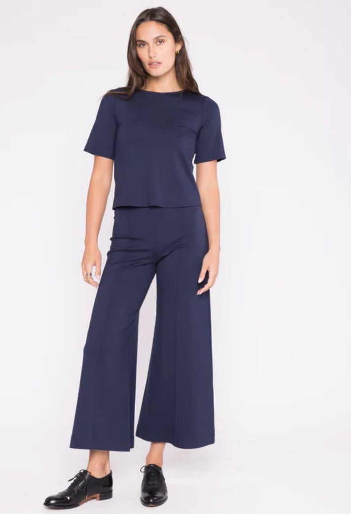 Ponte Knit Cropped Wide leg Pant