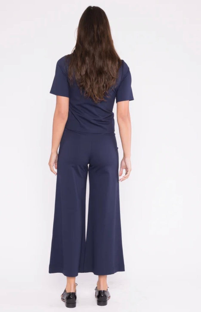 Ponte Knit Cropped Wide leg Pant