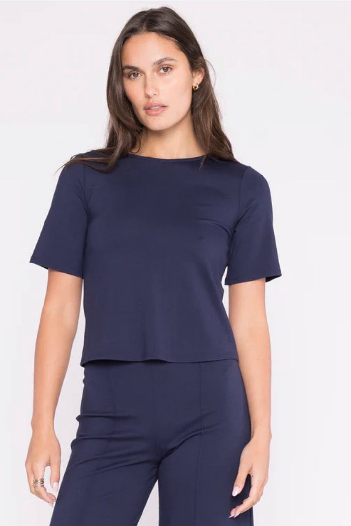 Ponte Knit Short Sleeve Top - Extended