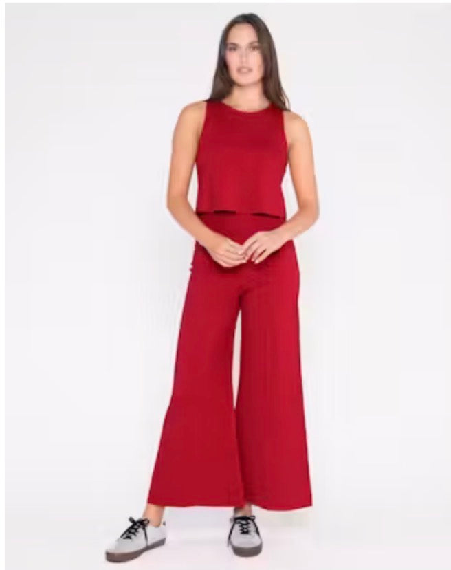 Ponte Knit Cropped Wide leg Pant