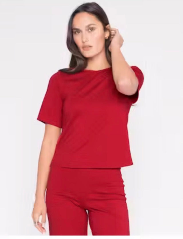 Ponte Knit Short Sleeve Top - Extended