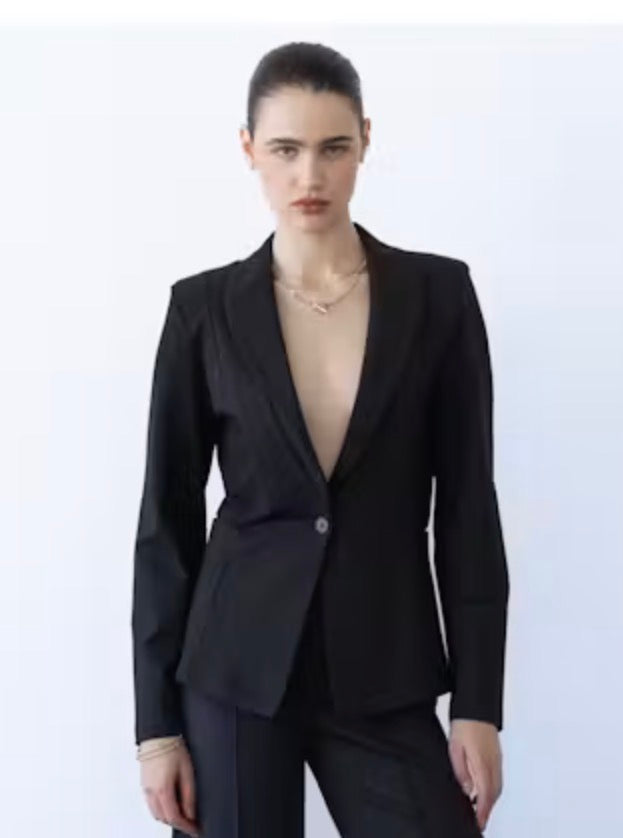 Ponte Knit Fitted Blazer